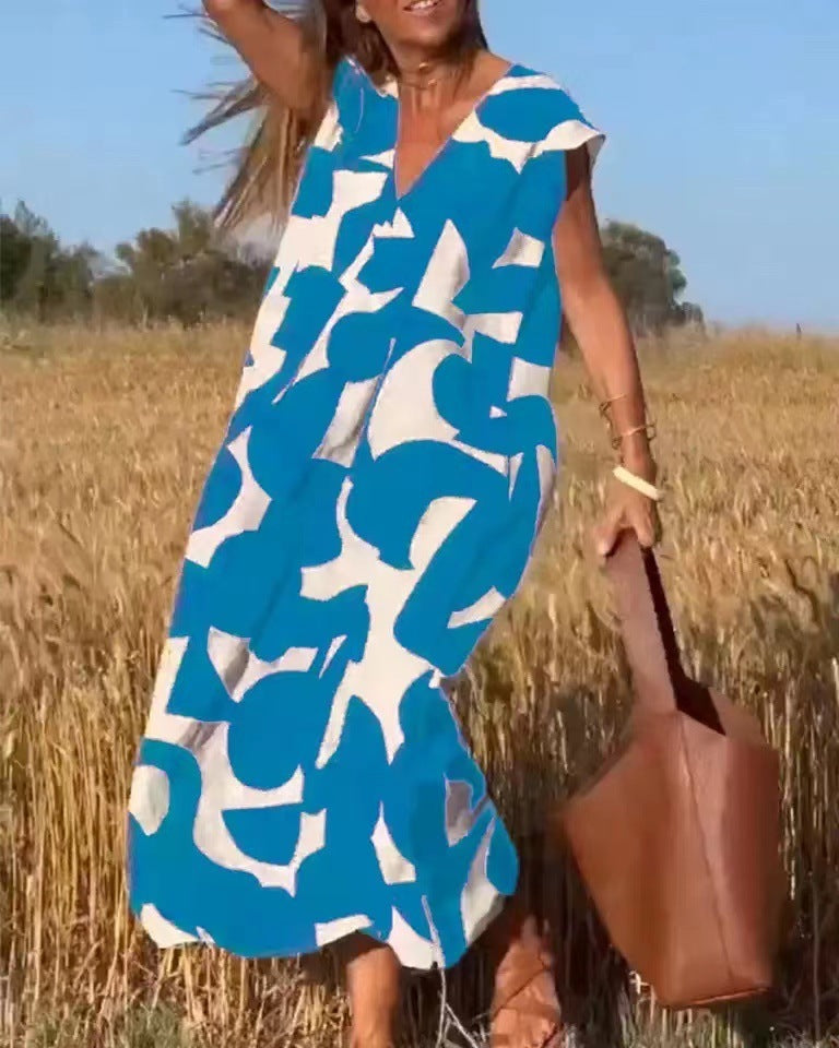 ROBE IMPRIMÉE AVEC COL EN V