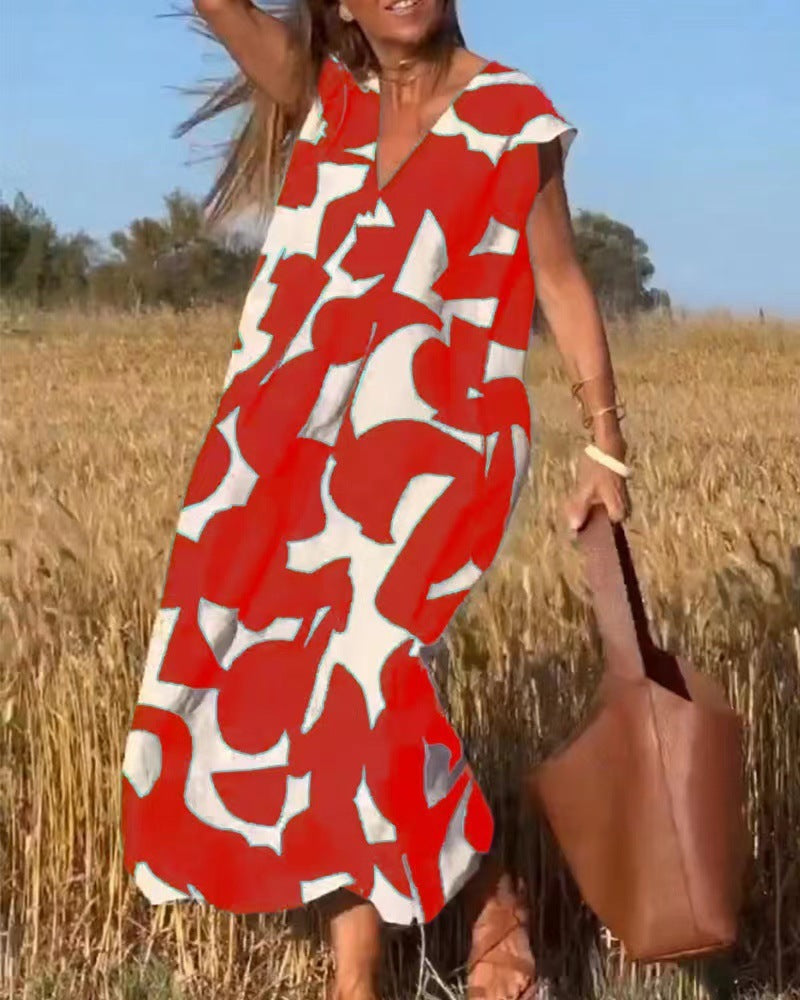 ROBE IMPRIMÉE AVEC COL EN V