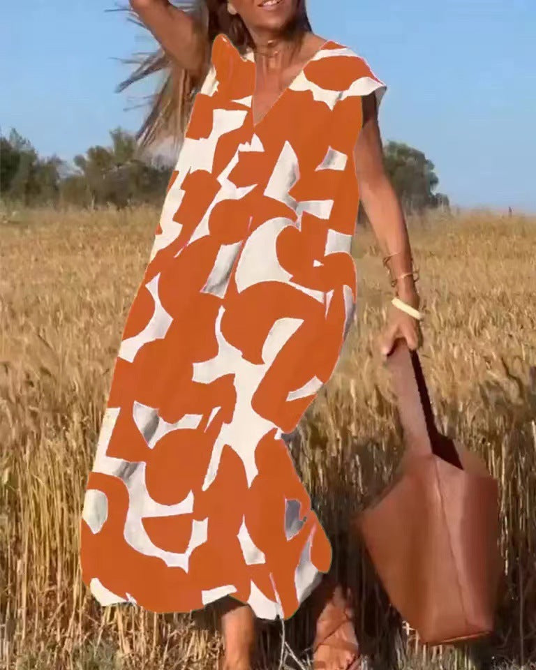 ROBE IMPRIMÉE AVEC COL EN V