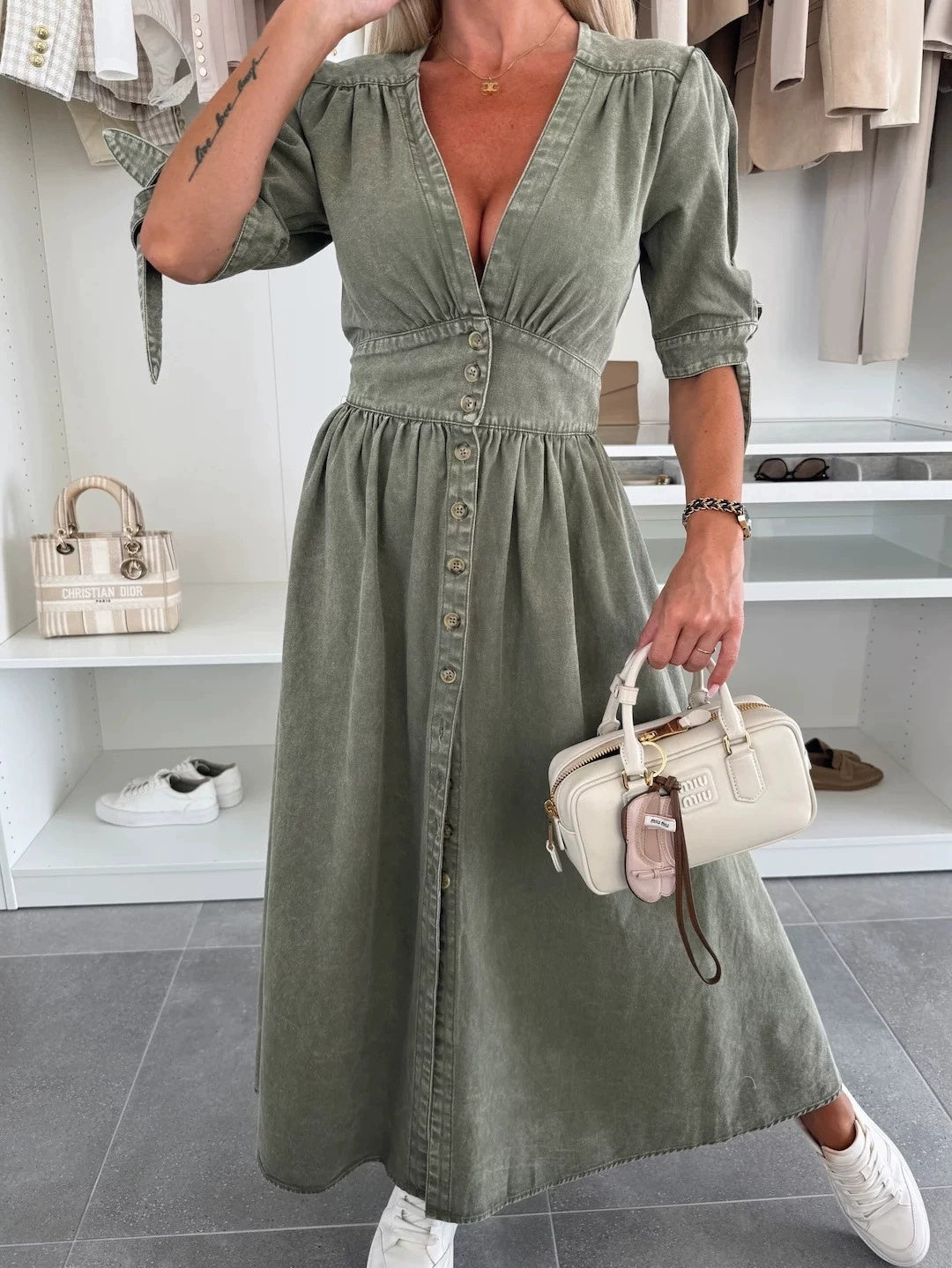 Robe en Jean Sexy Col V
