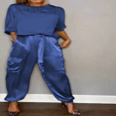 Ensemble en Satin Lisse – T-shirt & Pantalon