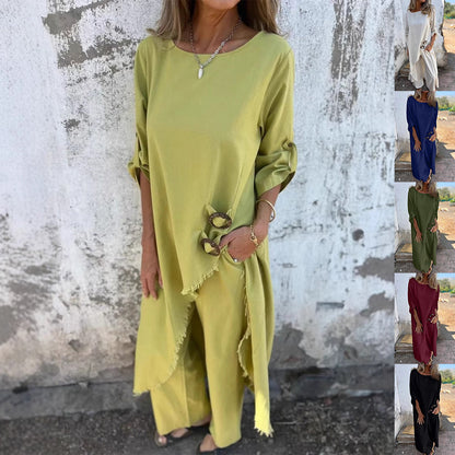 Ensemble Élégant : Veste Longue & Pantalon Large