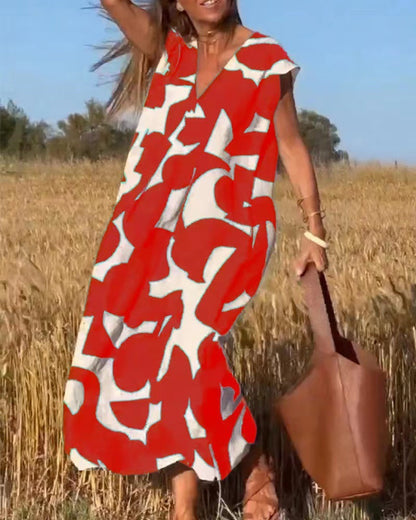 ROBE IMPRIMÉE AVEC COL EN V