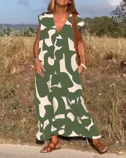 ROBE IMPRIMÉE AVEC COL EN V