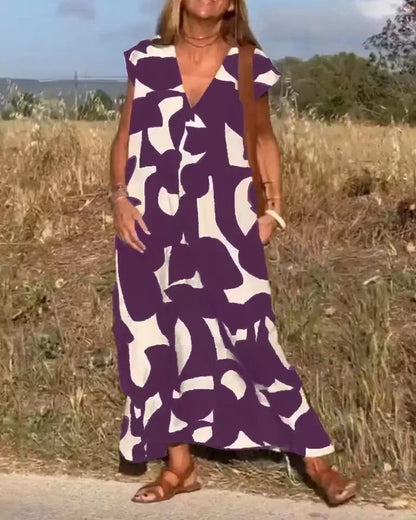 ROBE IMPRIMÉE AVEC COL EN V