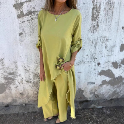 Ensemble Élégant : Veste Longue & Pantalon Large