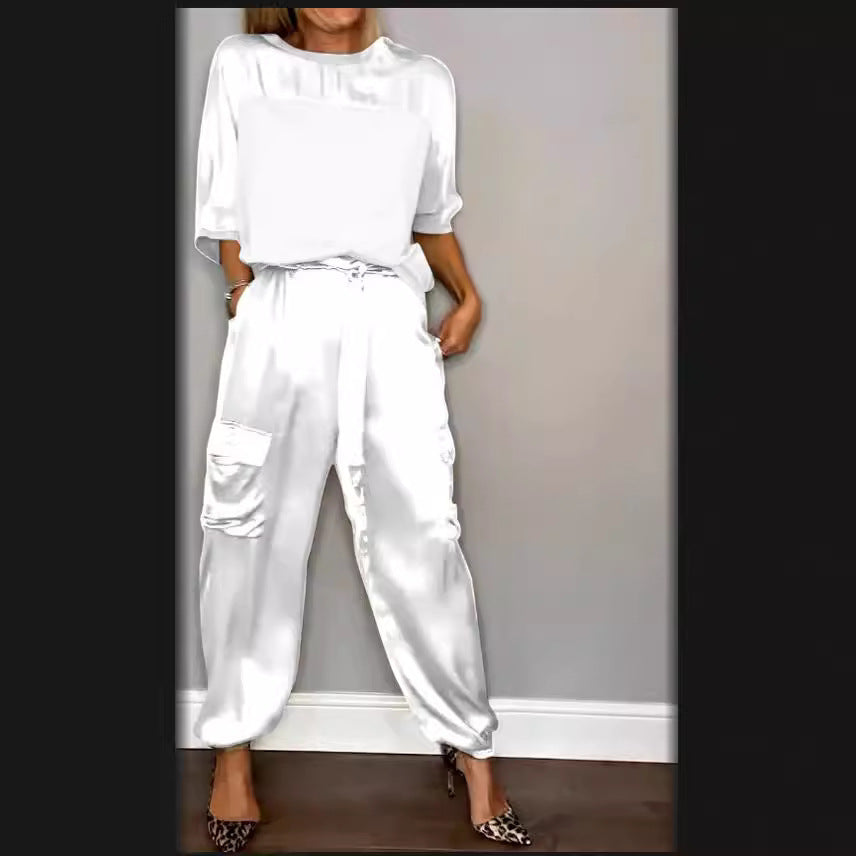 Ensemble en Satin Lisse – T-shirt & Pantalon